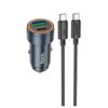 Car charger Hoco Z57A 30W USB-C/USB-A + USB-C to USB-C cable 1.0m grey