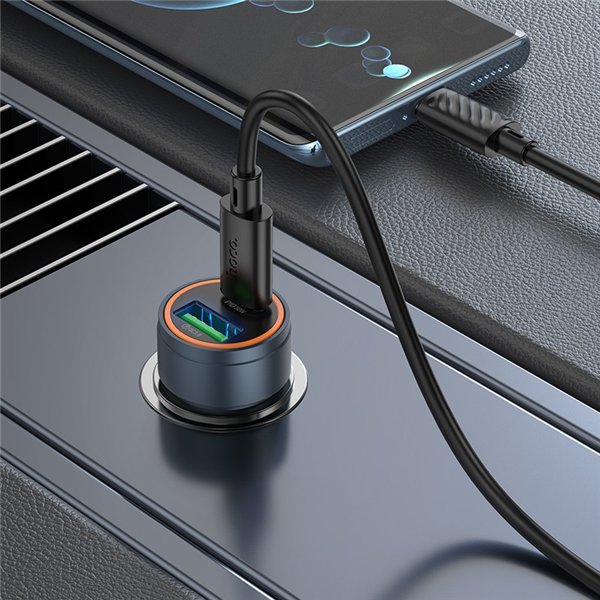 Car charger Hoco Z57A 30W USB-C/USB-A grey