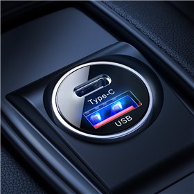 Automobilinis įkroviklis Joyroom C-A08 USB/Type-C 30W baltas
