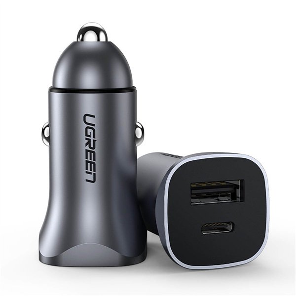 Car charger Ugreen CD130 USB-C/USB-A 30W gray
