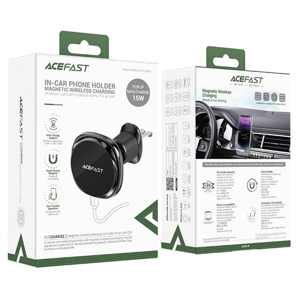 Car charger-holder magnetic Acefast D31 MagSafe 15W black