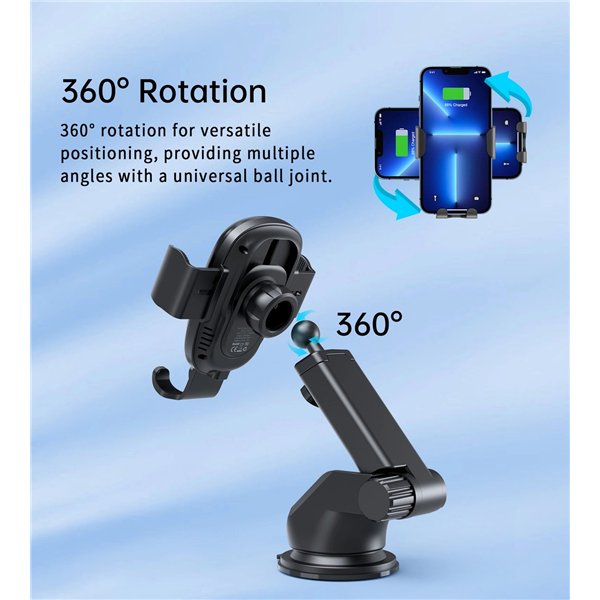 Car charger-holder Choetech T203-F 15W Gravity Car Charger Holder black