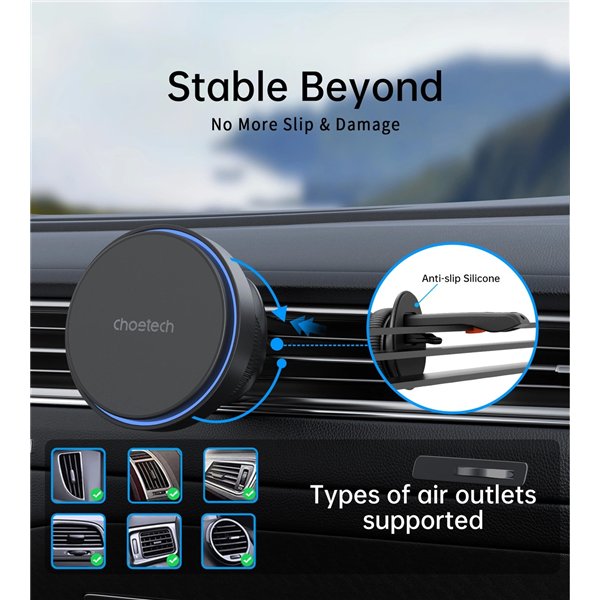 Car charger-holder Choetech T205-F MagSafe 15W MagSafe 15W black