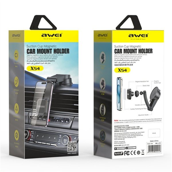 Car phone holder Awei X54 Magnetic (dashboard/windshield) black