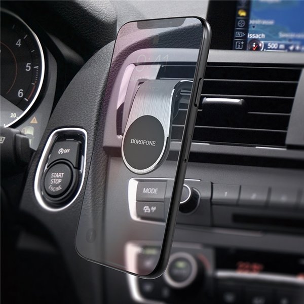 Car phone holder Borofone BH10, for using on ventilation grille, magnetic fixing, black