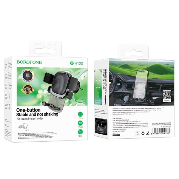 Automobilinis telefono laikiklis Borofone BH120 (air vent) juodas