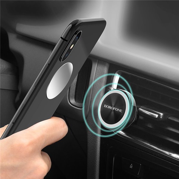 Car phone holder Borofone BH6, for using on ventilation grille, magnetic fixing, black