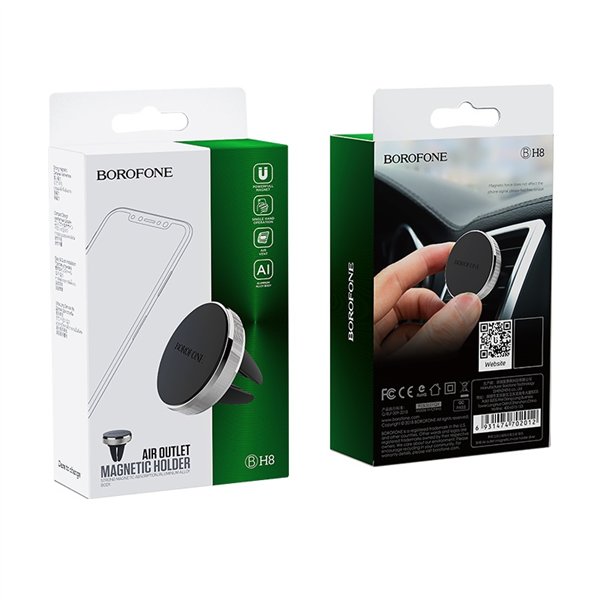 Car phone holder Borofone BH8, on ventilation grill, magnetic fixing,black