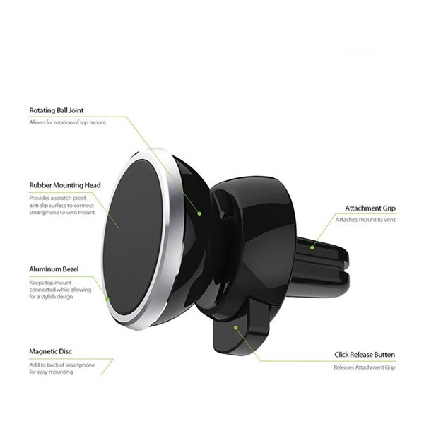 Car phone holder CPH-26, for using on ventilation grille, magnetic fixing