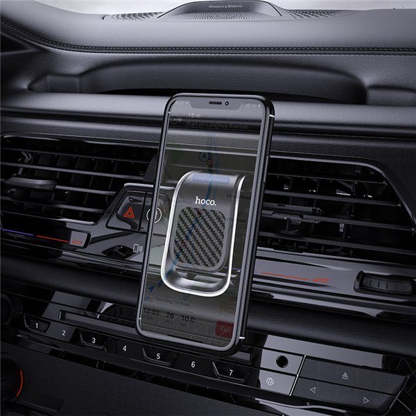Car phone holder Hoco CA74 for using on ventilation grille, magnetic, black-silver