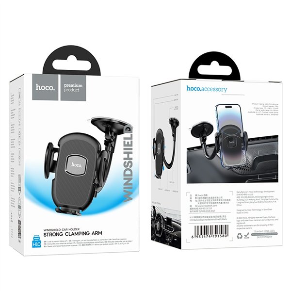Automobilinis telefono laikiklis Hoco H10 (windshield) juodas