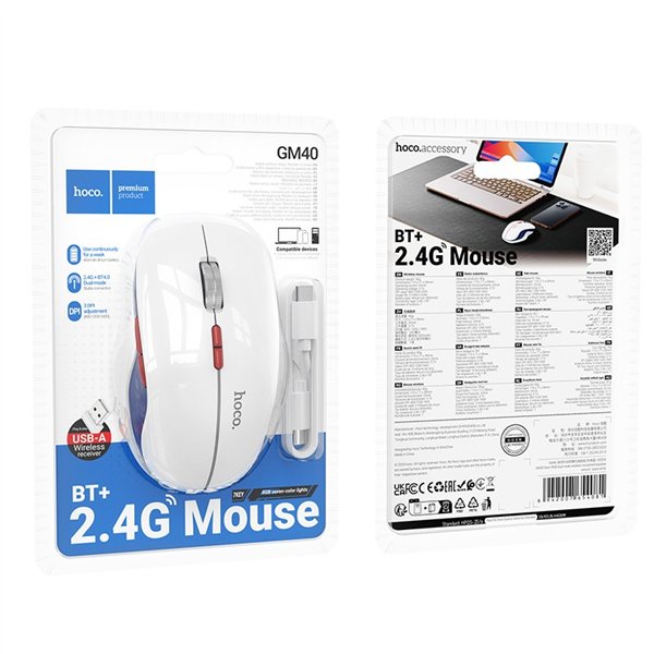 Wireless mouse Hoco GM40 RGB white