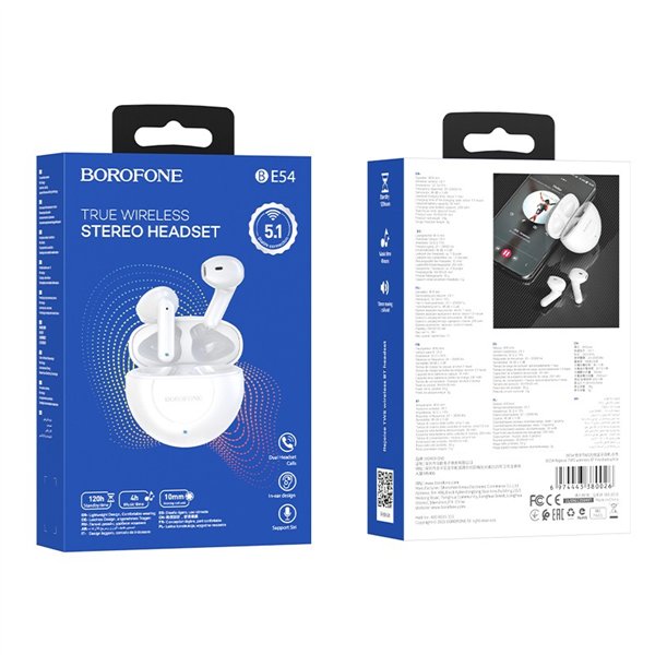 Belaidės ausinės Borofone BE54 Rejoice TWS baltos