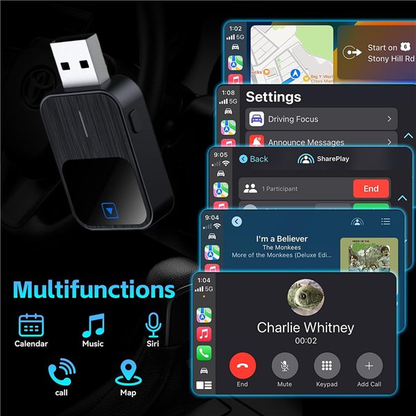 Wireless CarPlay/Android Auto adapter Reach K2 black