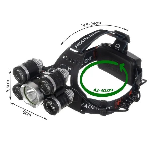 Headlamp 5 x LED T6 CREE