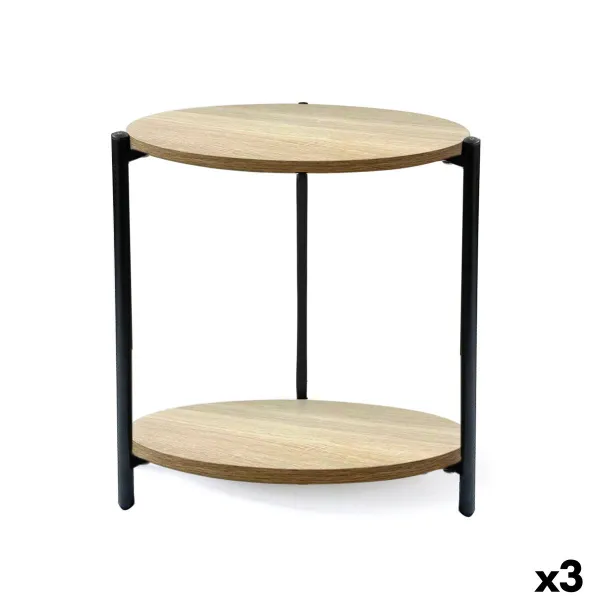 Šoninis staliukas MobleKit Juoda Metalinis Medžio 40 x 42 cm (3 vnt.)