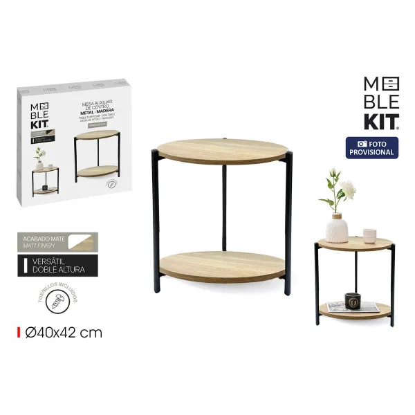 Šoninis staliukas MobleKit Juoda Metalinis Medžio 40 x 42 cm (3 vnt.)
