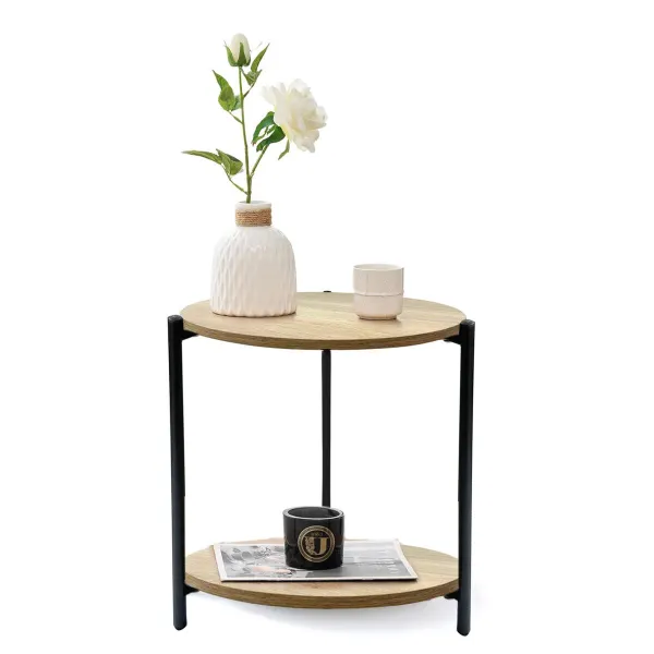 Šoninis staliukas MobleKit Juoda Metalinis Medžio 40 x 42 cm (3 vnt.)