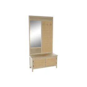 Naulakko peilillä Home ESPRIT Luonnollinen Rottinki Paolownia wood Peili 92 x 40 x 181 cm