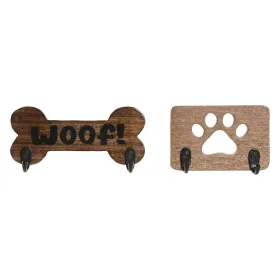 Wall mounted coat hanger Home ESPRIT Ruskea Musta Rauta Mangopuu Kaupunki 20 X 6 X 10 CM (2 osaa)