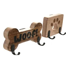 Wall mounted coat hanger Home ESPRIT Ruskea Musta Rauta Mangopuu Kaupunki 20 X 6 X 10 CM (2 osaa)