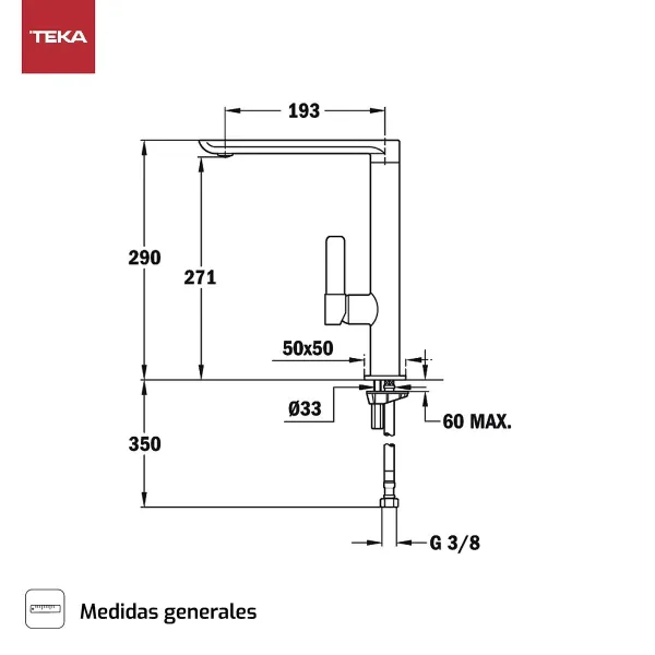 Maišytuvas su viena rankenėle Teka FO 915 Sidabras Metalinis