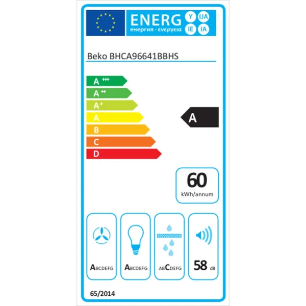 Conventional Hood BEKO BHCA96641BBHS 90 cm 712 m3/h Black