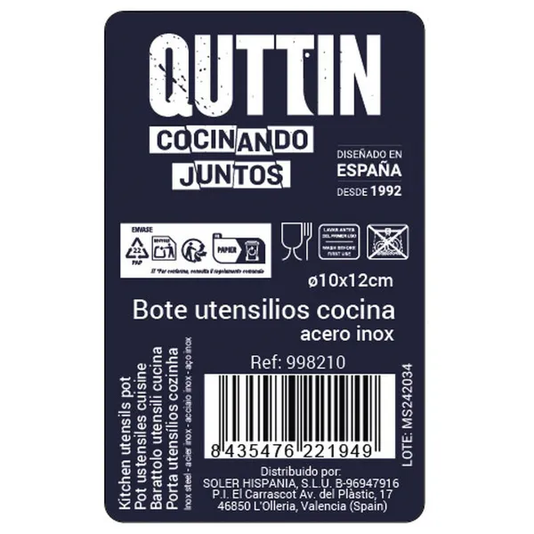 Cutlery Organiser Quttin Quttin Stainless steel ø 10,3 x 12,2 cm (12 Units)