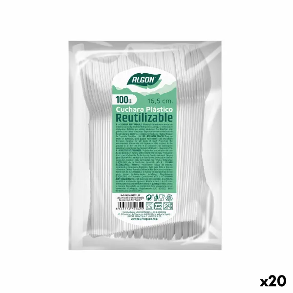 Karošu Komplekts Algon Vairākkārtēja lietošana Balts 20 gb. 16,5 cm