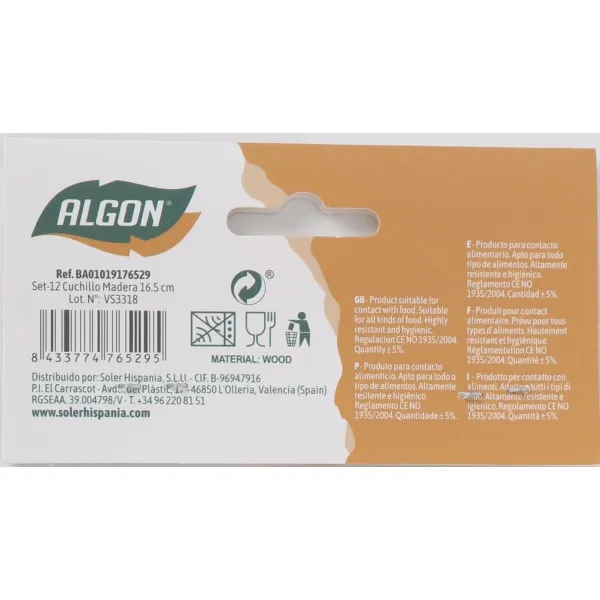 Knife Set Algon Wood 12 Pieces 16,5 cm (24 Units)