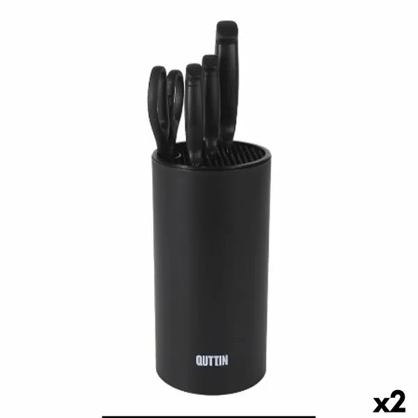 Set of Kitchen Knives and Stand Quttin Nero 5 Pieces (2 Units)