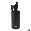 Set of Kitchen Knives and Stand Quttin Nero 5 Pieces (2 Units)