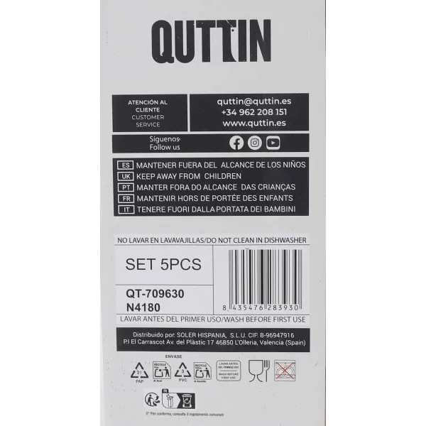 Set of Kitchen Knives and Stand Quttin Nero 5 Pieces (2 Units)