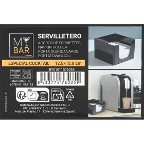 Napkin holder My Bar COCKTAIL Black Plastic 12,8 x 12,8 x 8,8 cm (24 Units)