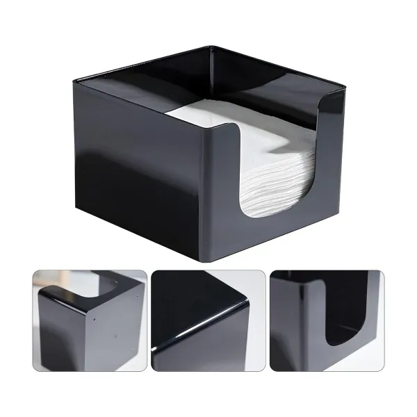 Napkin holder My Bar COCKTAIL Black Plastic 12,8 x 12,8 x 8,8 cm (24 Units)