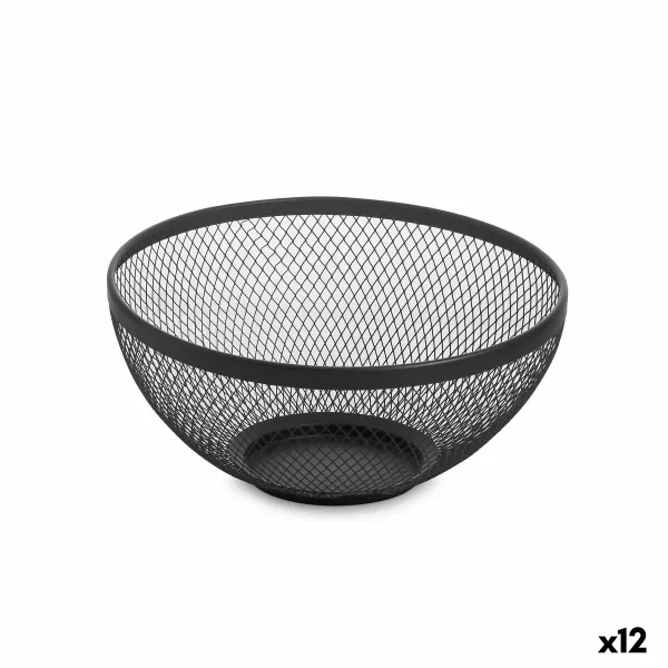 Fruit Bowl Confortime Black Metal 26 x 12,5 cm (12 Units)
