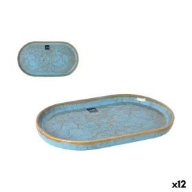 Serving Platter La Mediterránea Scratch blue Porcelain Oval 25,3 x 13,5 x 2 cm (12 Units)