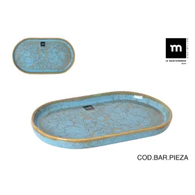Serving Platter La Mediterránea Scratch blue Porcelain Oval 25,3 x 13,5 x 2 cm (12 Units)