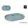 Serving Platter La Mediterránea Scratch blue Porcelain Oval 25,3 x 13,5 x 2 cm (12 Units)