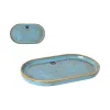 Serving Platter La Mediterránea Scratch blue Porcelain Oval 25,3 x 13,5 x 2 cm (12 Units)