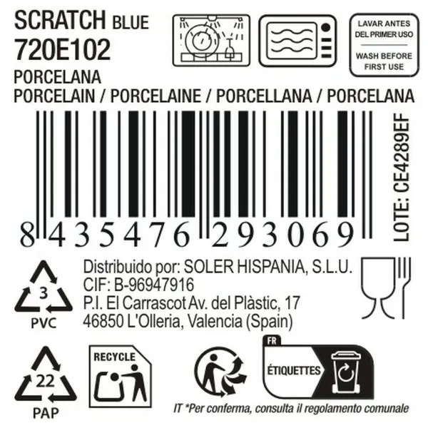 Serving Platter La Mediterránea Scratch blue Porcelain Oval 25,3 x 13,5 x 2 cm (12 Units)