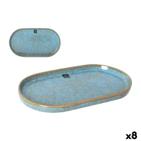 Serving Platter La Mediterránea Scratch blue Porcelain Oval 25,3 x 13,5 x 2 cm (8 Units)