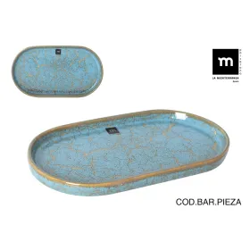 Serving Platter La Mediterránea Scratch blue Porcelain Oval 25,3 x 13,5 x 2 cm (8 Units)
