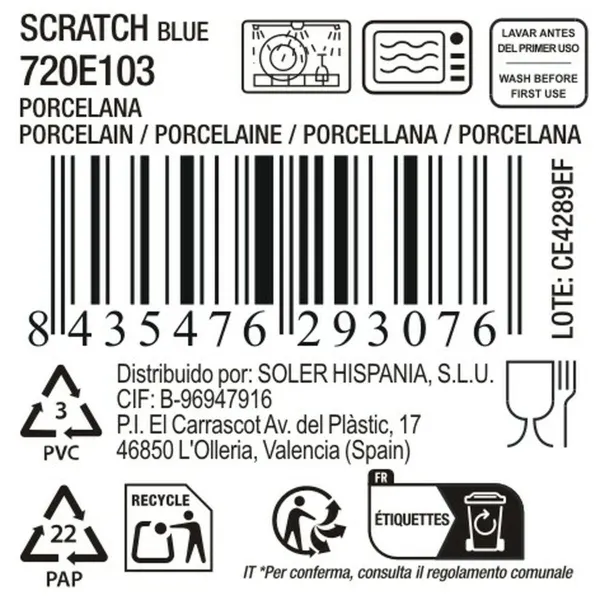 Serving Platter La Mediterránea Scratch blue Porcelain Oval 25,3 x 13,5 x 2 cm (8 Units)