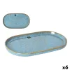 Serving Platter La Mediterránea Scratch blue Porcelain Oval 35,7 x 20,5 x 3 cm (6 Units)