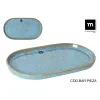 Serving Platter La Mediterránea Scratch blue Porcelain Oval 35,7 x 20,5 x 3 cm (6 Units)