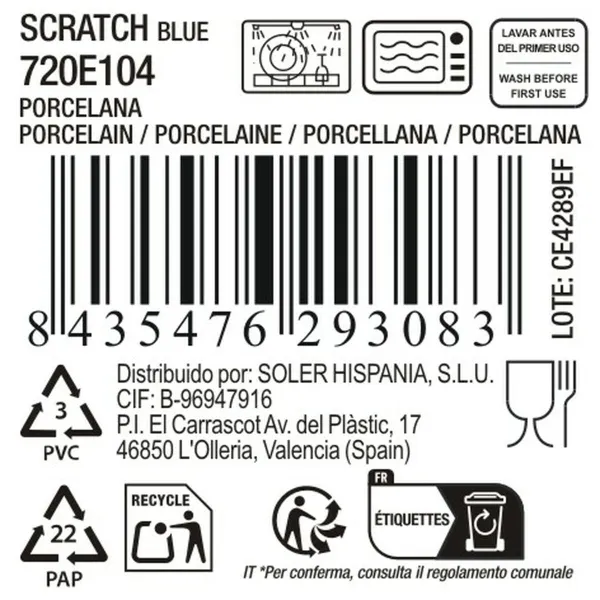 Serving Platter La Mediterránea Scratch blue Porcelain Oval 35,7 x 20,5 x 3 cm (6 Units)