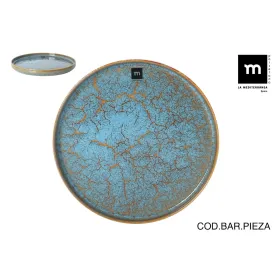 Serving Platter La Mediterránea Scratch blue Porcelain Circular 26,5 x 2,6 cm (8 Units)