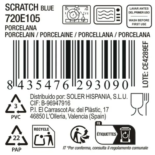 Vuoka La Mediterránea Scratch blue Posliini Pyöreä 26,5 x 2,6 cm (8 osaa)