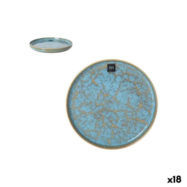 Serving Platter La Mediterránea Scratch blue Porcelain Circular 20 x 2,3 cm (18 Units)